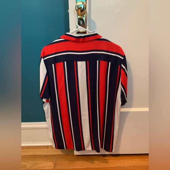 Asos Red and Blue Striped Short Sleeve Button Up - Picture 2 of 3